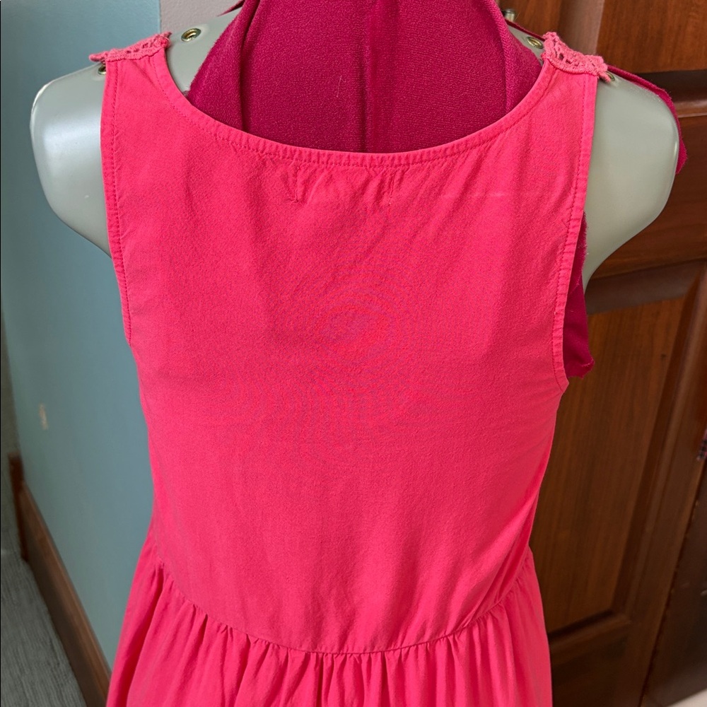 Altar’d State  Sundress  sleeveless scoop neck/lace trim Coral color full skirt - Picture 9 of 12